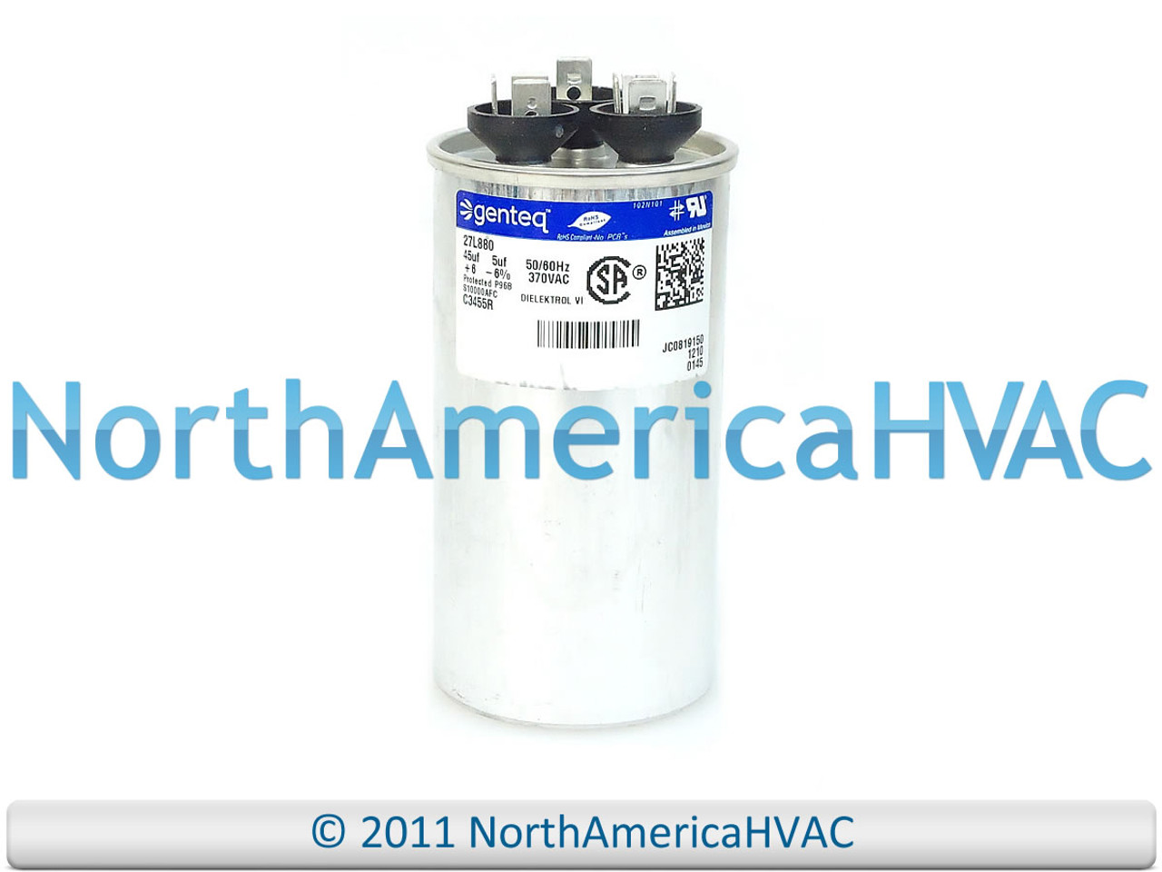2 Pack - GE Genteq Capacitor Dual Run 45/5 uf MFD 370 Volt